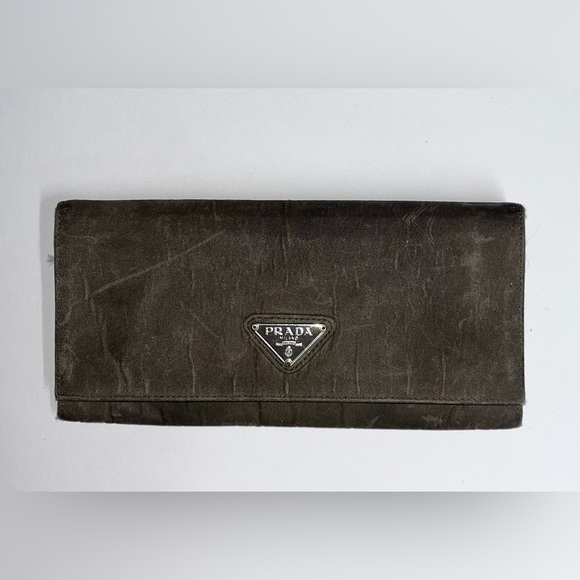 PRADA Logo Plate Nylon Long Bifold Wallet /1K1027 - Picture 1 of 4